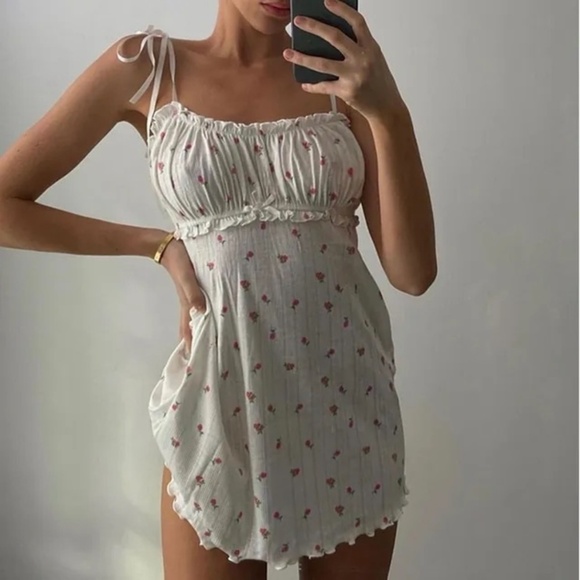 For Love And Lemons Other - For Love & Lemon White Blossom Pointelle Mini Slip Dress